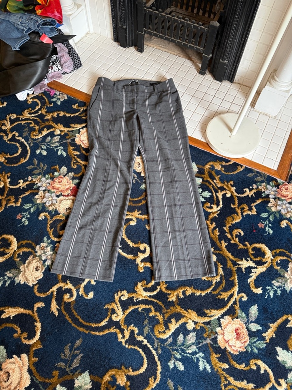 LOFT Marisa  Gray Plaid Bootcut Trousers- worn once .‎ Excellent condition